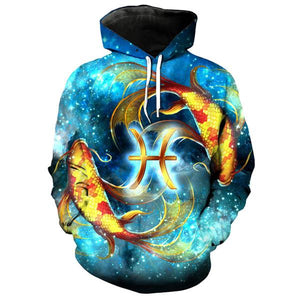 12 constellation 3D Pisces print hoodie